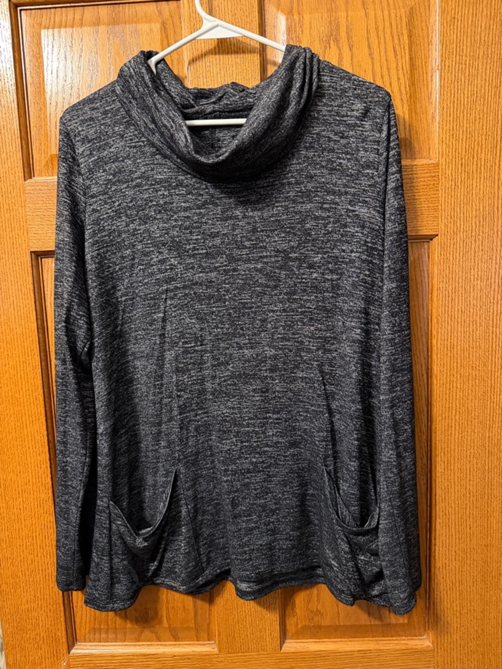 Maurices Black Marled Cowl Neck Long Sleeve Top